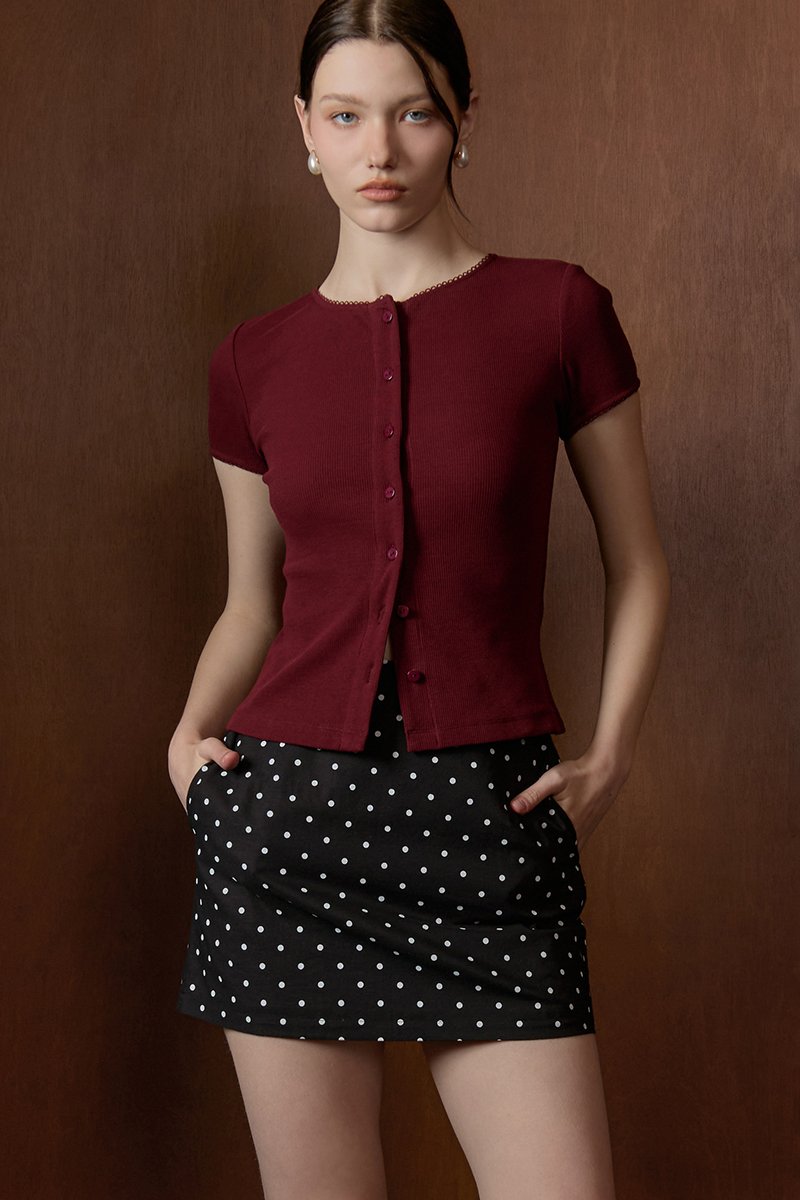 JAMEY LACE TRIM RIBBED KNIT TOP