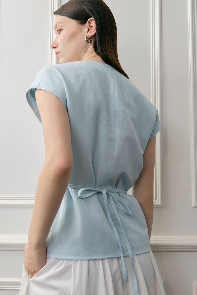 YUMIE TIE BACK WRAP CHEONGSAM TOP