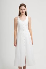 ARELLA BUTTON DOWN DENIM MIDI DRESS