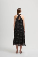 KRISTINE ABSTRACT PRINT HALTER MIDI DRESS W SASH