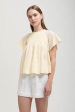 ESRA PIN TUCK FLUTTER SLEEVES TOP