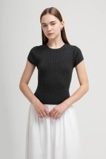 AMERSON RIBBED KNIT TOP W DETACHABLE SCARF