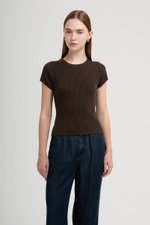 AMERSON RIBBED KNIT TOP W DETACHABLE SCARF