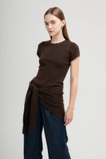 AMERSON RIBBED KNIT TOP W DETACHABLE SCARF