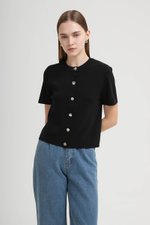 IVANNA SILVER BUTTON KNIT TOP