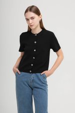 IVANNA SILVER BUTTON KNIT TOP