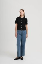 IVANNA SILVER BUTTON KNIT TOP