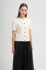 IVANNA SILVER BUTTON KNIT TOP