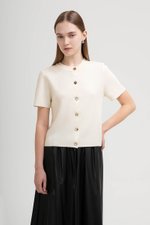 IVANNA SILVER BUTTON KNIT TOP