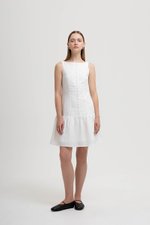 LIVIANA BUTTONDOWN DROPWAIST LINEN DRESS