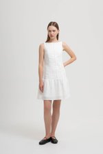 LIVIANA BUTTONDOWN DROPWAIST LINEN DRESS