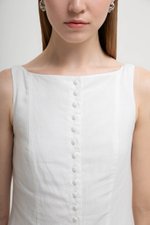 LIVIANA BUTTONDOWN DROPWAIST LINEN DRESS