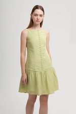 LIVIANA BUTTONDOWN DROPWAIST LINEN DRESS