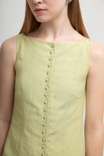 LIVIANA BUTTONDOWN DROPWAIST LINEN DRESS