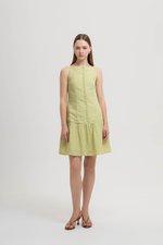 LIVIANA BUTTONDOWN DROPWAIST LINEN DRESS