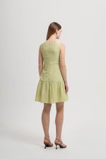 LIVIANA BUTTONDOWN DROPWAIST LINEN DRESS