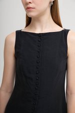 LIVIANA BUTTONDOWN DROPWAIST LINEN DRESS