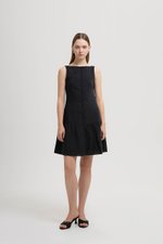 LIVIANA BUTTONDOWN DROPWAIST LINEN DRESS