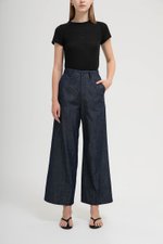 INGRID LINEN DENIM WIDE LEG PANTS