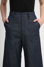 INGRID LINEN DENIM WIDE LEG PANTS