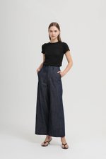 INGRID LINEN DENIM WIDE LEG PANTS