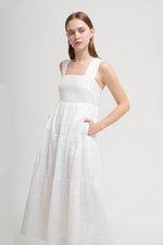 ALYSSA TIERED CHECKERED MIDI DRESS