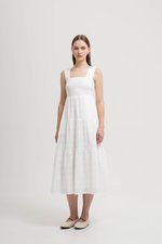 ALYSSA TIERED CHECKERED MIDI DRESS