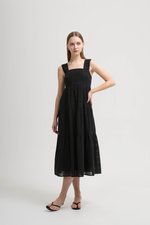 ALYSSA TIERED CHECKERED MIDI DRESS