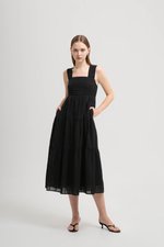 ALYSSA TIERED CHECKERED MIDI DRESS