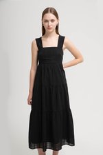 ALYSSA TIERED CHECKERED MIDI DRESS