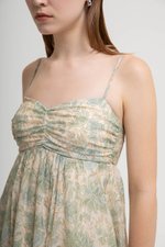 LAURA RUCHED FLORAL MAXI DRESS