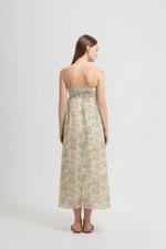 LAURA RUCHED FLORAL MAXI DRESS