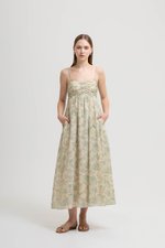 LAURA RUCHED FLORAL MAXI DRESS