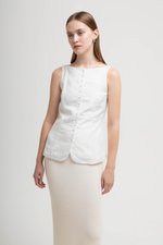 SILVIE BUTTONDOWN TIE BACK LINEN TOP