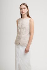 SILVIE BUTTONDOWN TIE BACK LINEN TOP