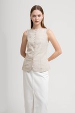 SILVIE BUTTONDOWN TIE BACK LINEN TOP