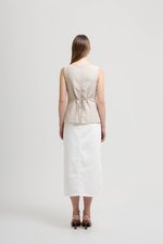 SILVIE BUTTONDOWN TIE BACK LINEN TOP