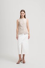 SILVIE BUTTONDOWN TIE BACK LINEN TOP