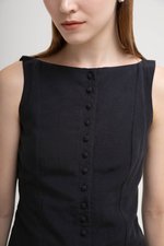 SILVIE BUTTONDOWN TIE BACK LINEN TOP