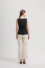 SILVIE BUTTONDOWN TIE BACK LINEN TOP