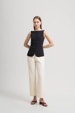 SILVIE BUTTONDOWN TIE BACK LINEN TOP