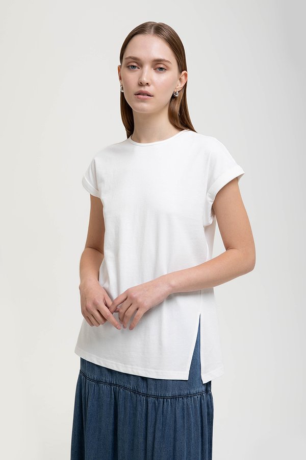 PENNY ROLLED CAP SLEEVES OVERSIZED TEE