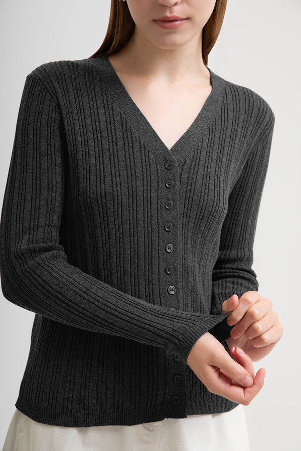 GINNY RIBBED KNIT CARDIGAN