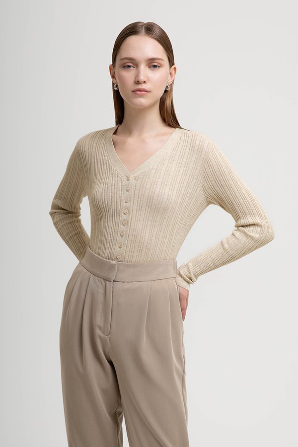GINNY RIBBED KNIT CARDIGAN
