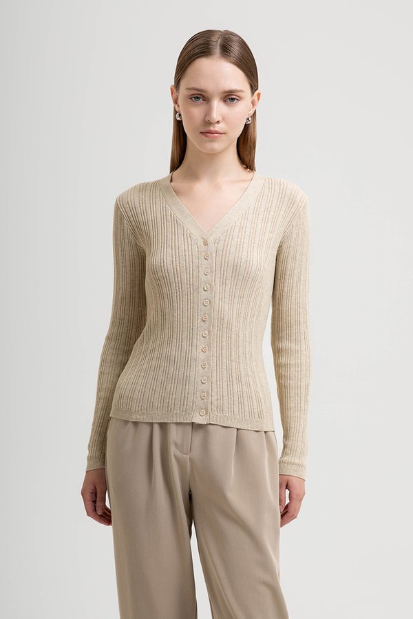 GINNY RIBBED KNIT CARDIGAN