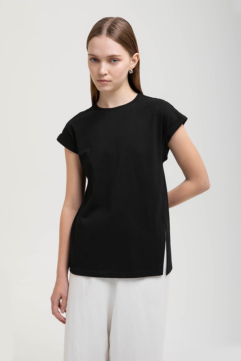 PENNY ROLLED CAP SLEEVES OVERSIZED TEE