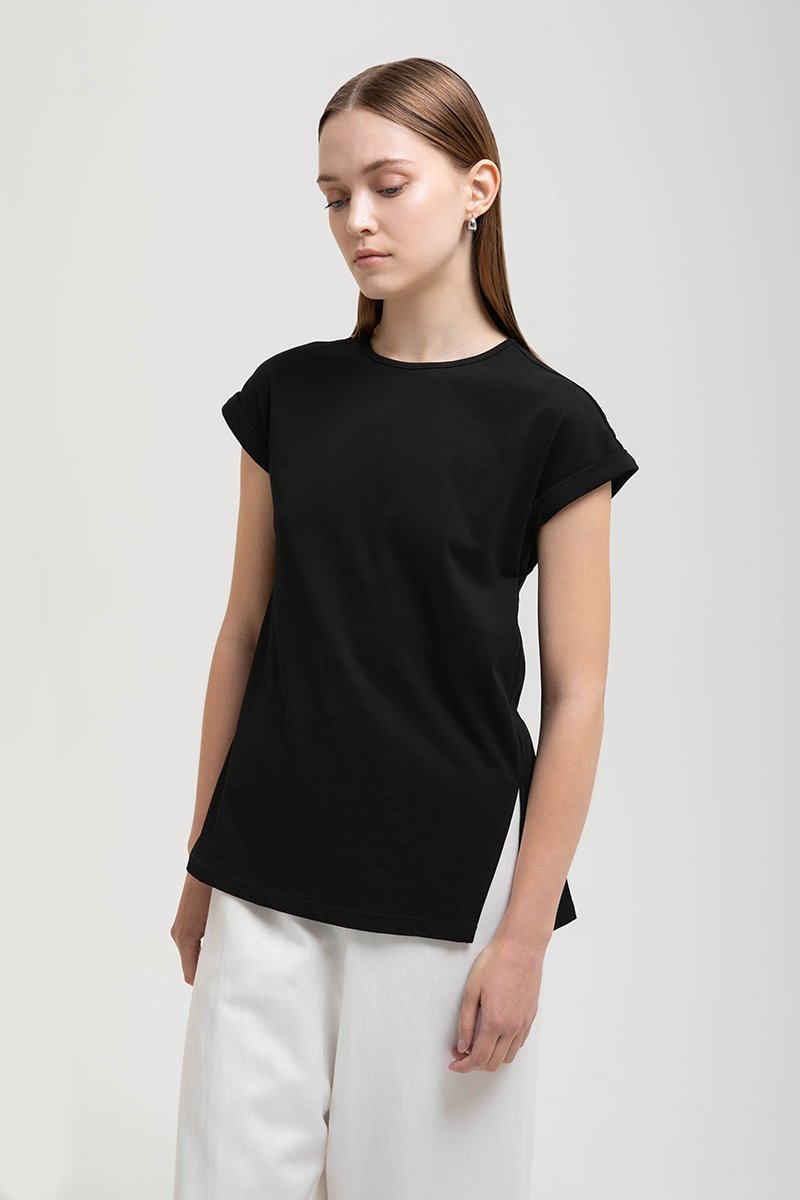PENNY ROLLED CAP SLEEVES OVERSIZED TEE