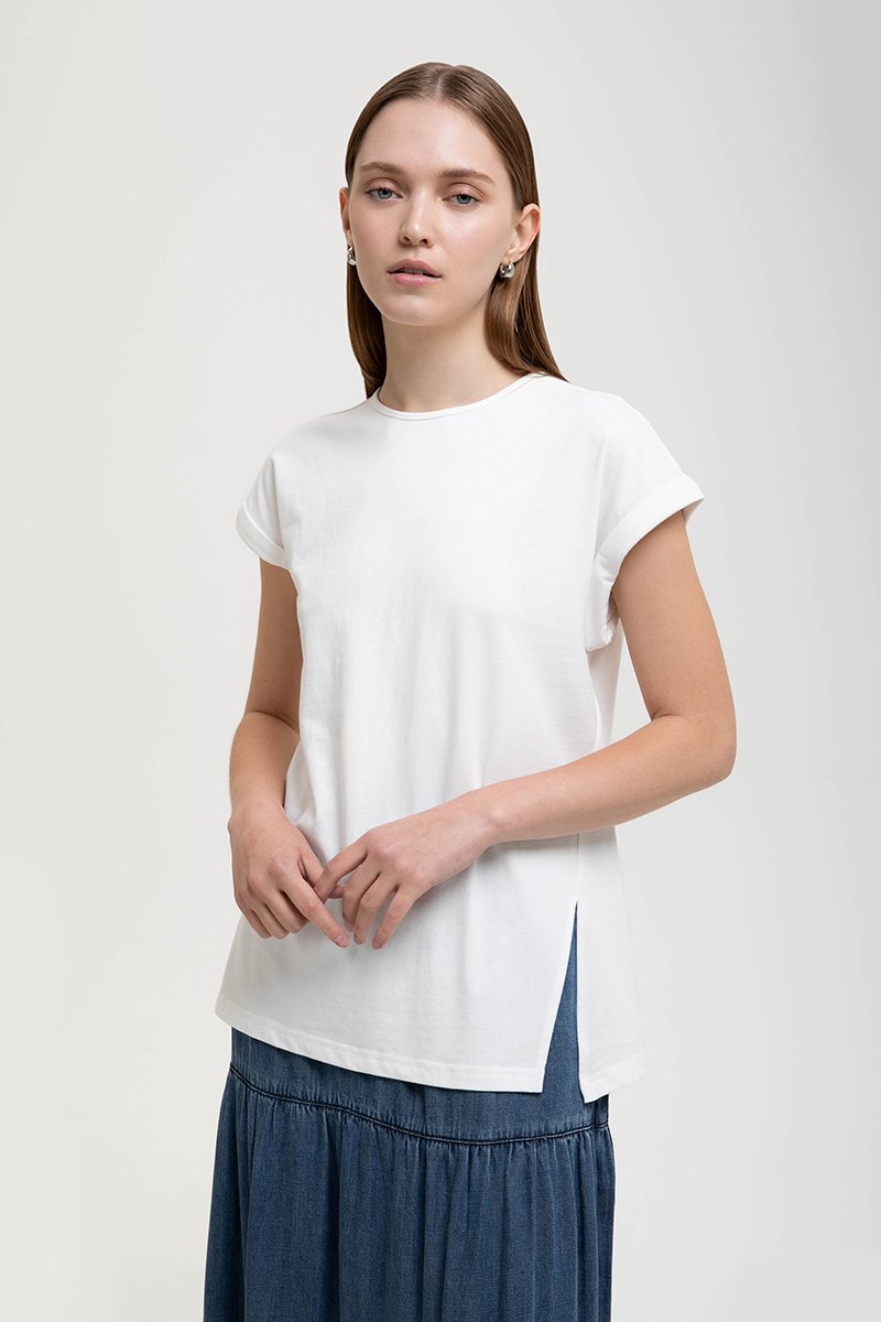 PENNY ROLLED CAP SLEEVES OVERSIZED TEE