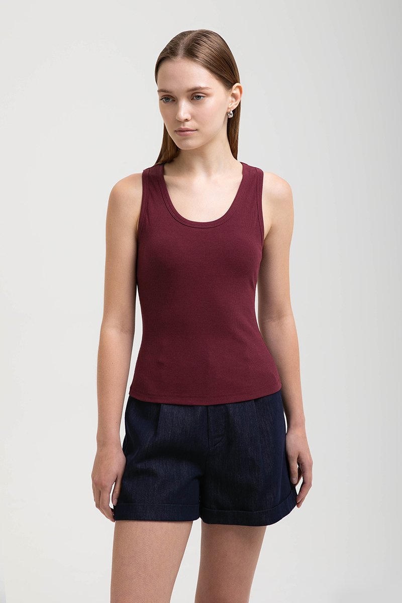 OLINA PADDED SCOOP NECK TANK TOP
