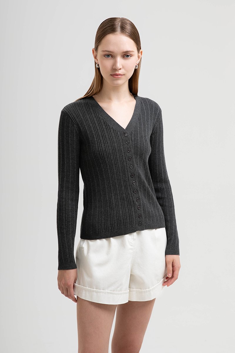 GINNY RIBBED KNIT CARDIGAN